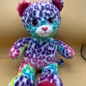 Build A Bear Plush Rainbow 16” Bright Color Spots Cheetah Leopard Stuffed Bear